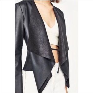 Zara Faux Leather Suede Drape Front Jacket